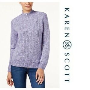 Karen Scott Cotton Pearl Button Sweater PS